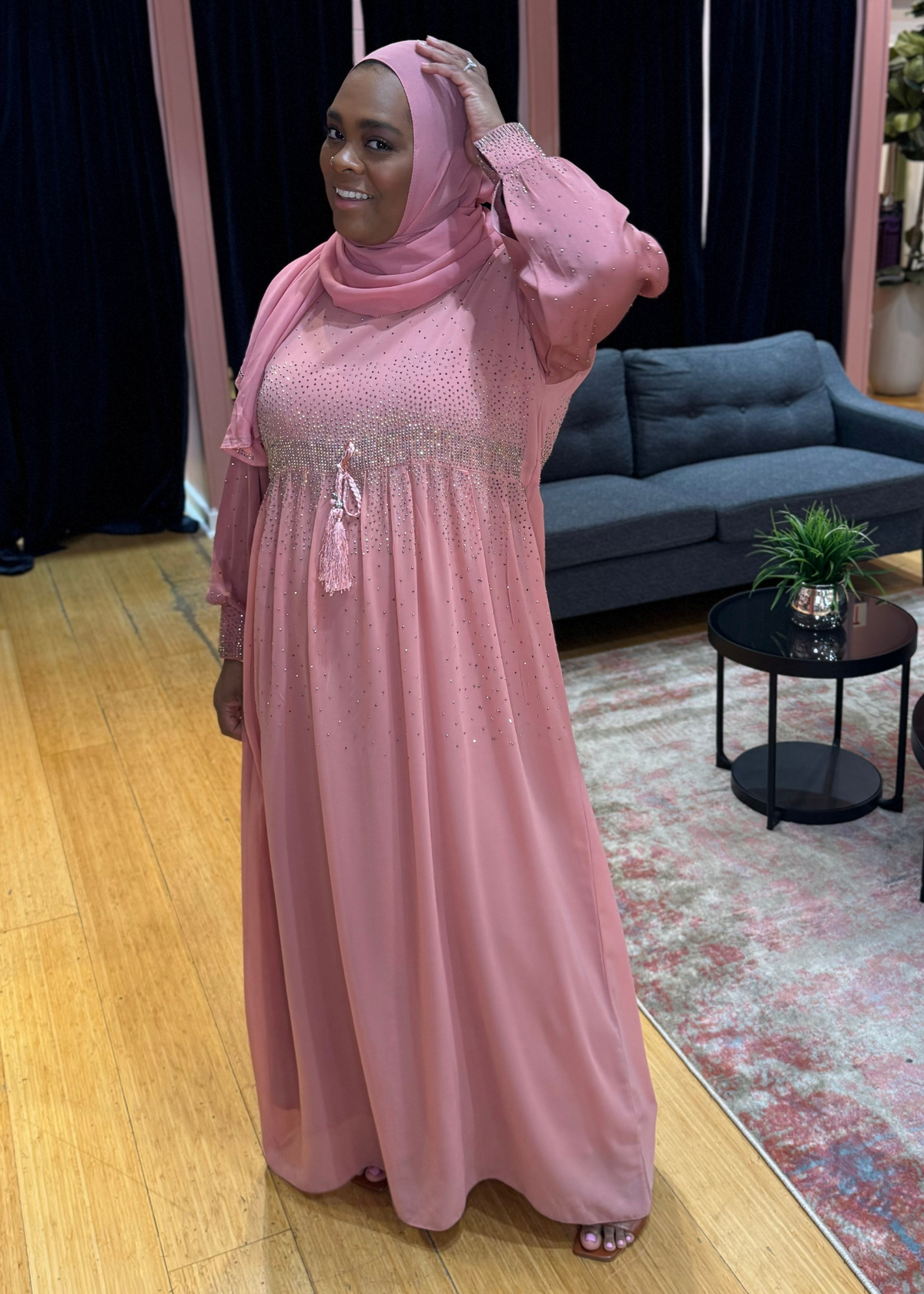 Rose - Glamour Rhinestone Abaya