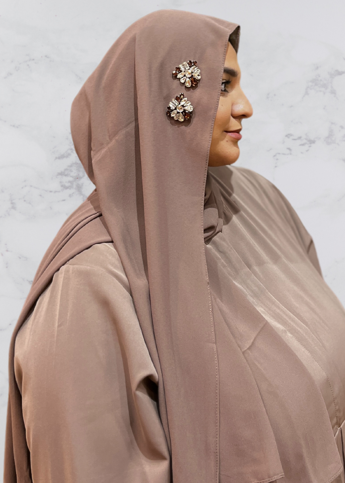 Taupe - Duo Encrusted Hijab
