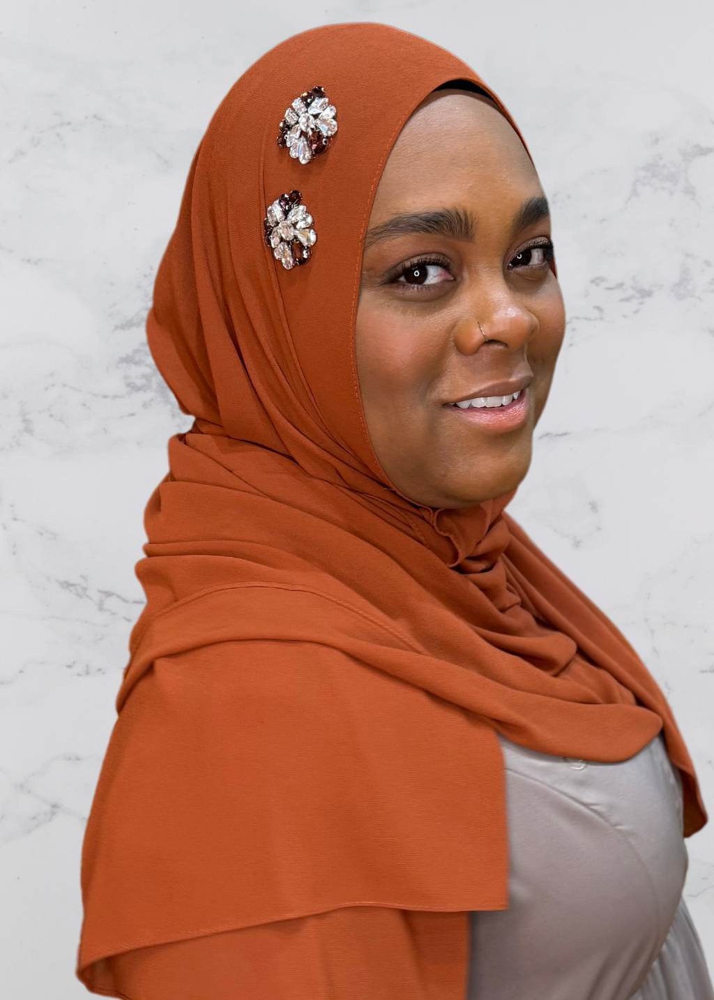 Taupe - Duo Encrusted Hijab main image 1