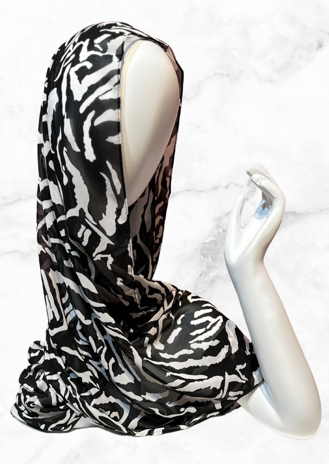 Black Zebra- Chiffon Printed Hijab