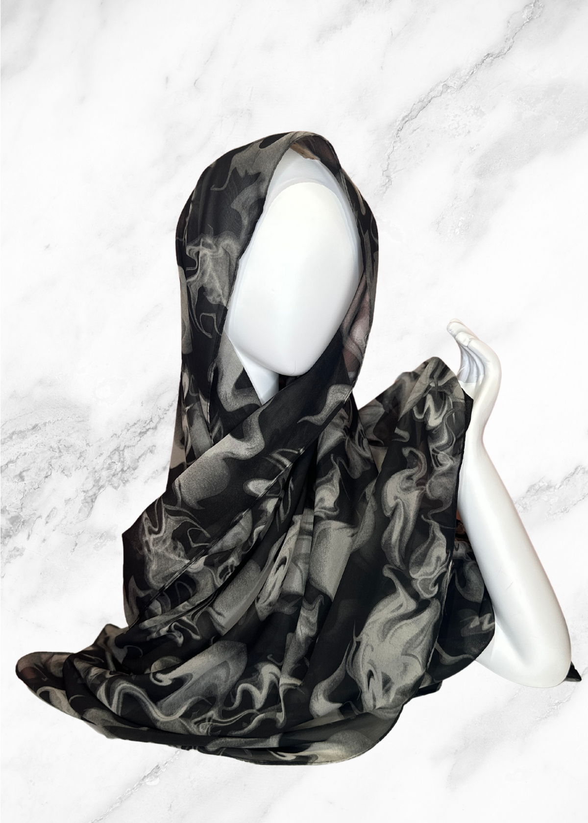 Onyx Vapor - Chiffon Printed Hijab