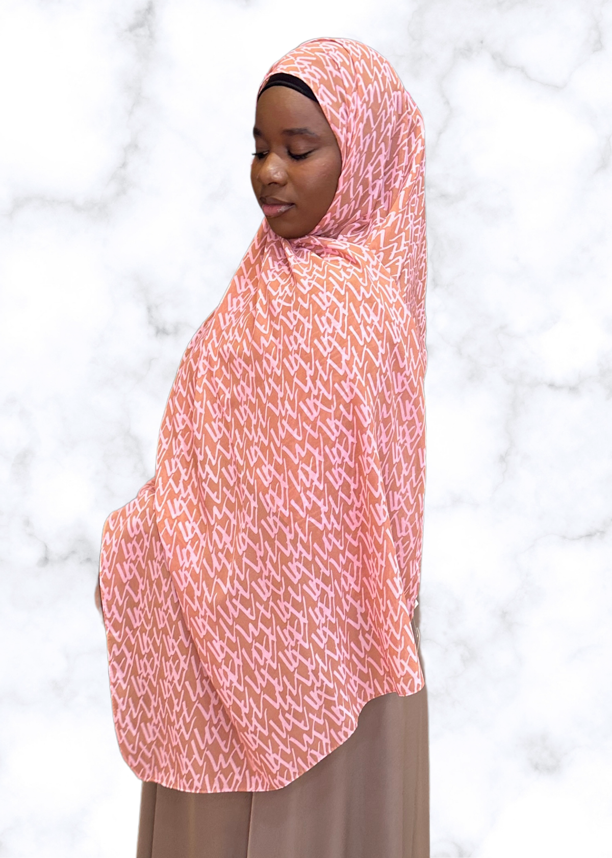 Peach Fuzz - Chiffon Printed Hijab