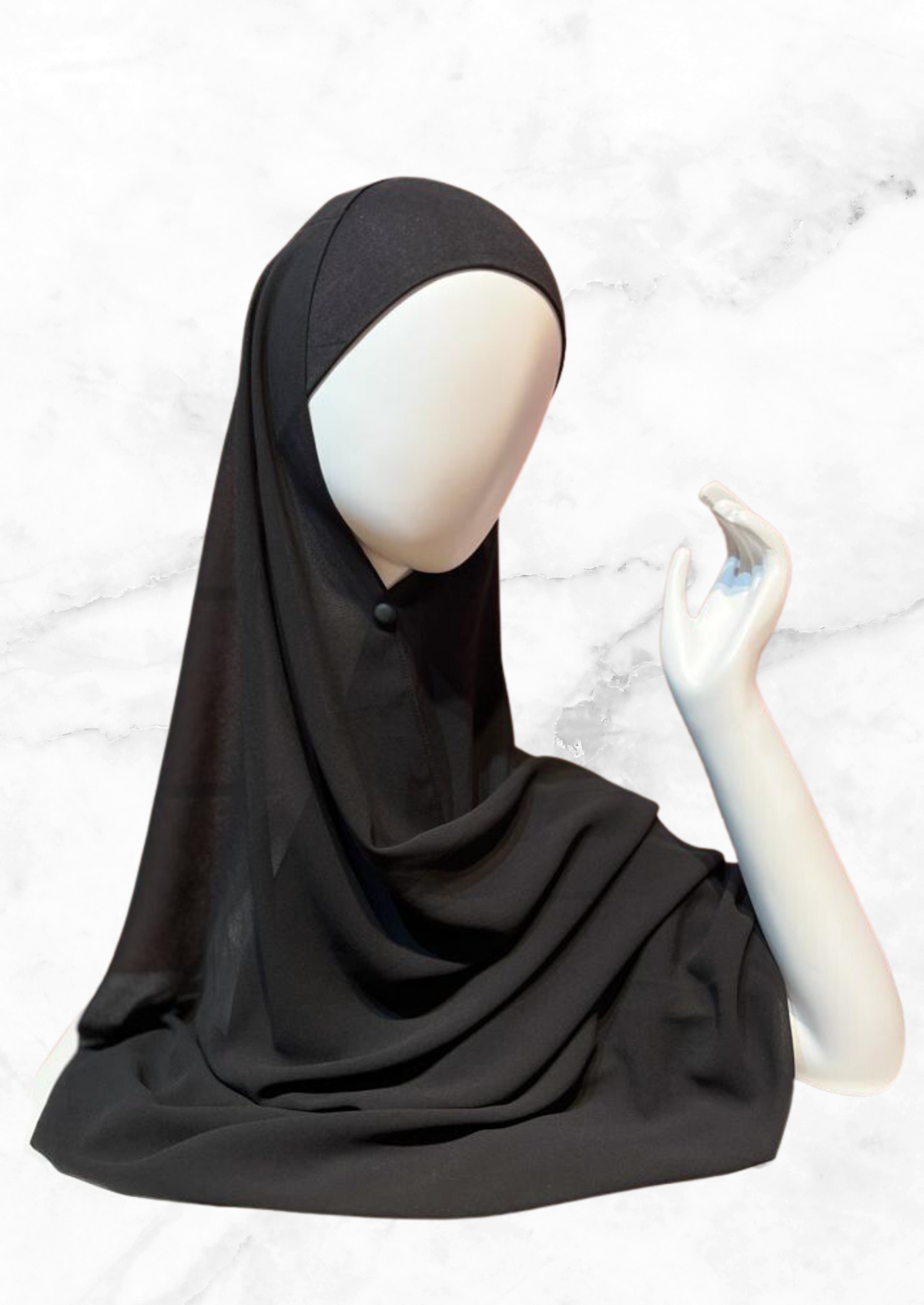 Black - Matching Chiffon Hijab Set Deluxe