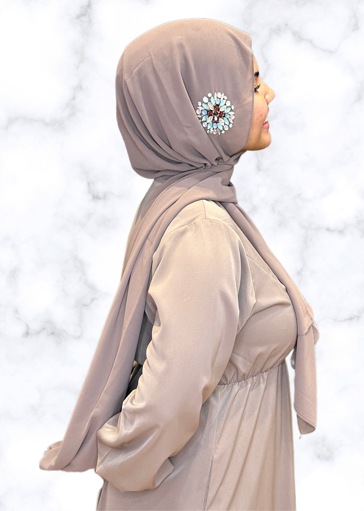 Taupe - Sunburst Encrusted Hijab