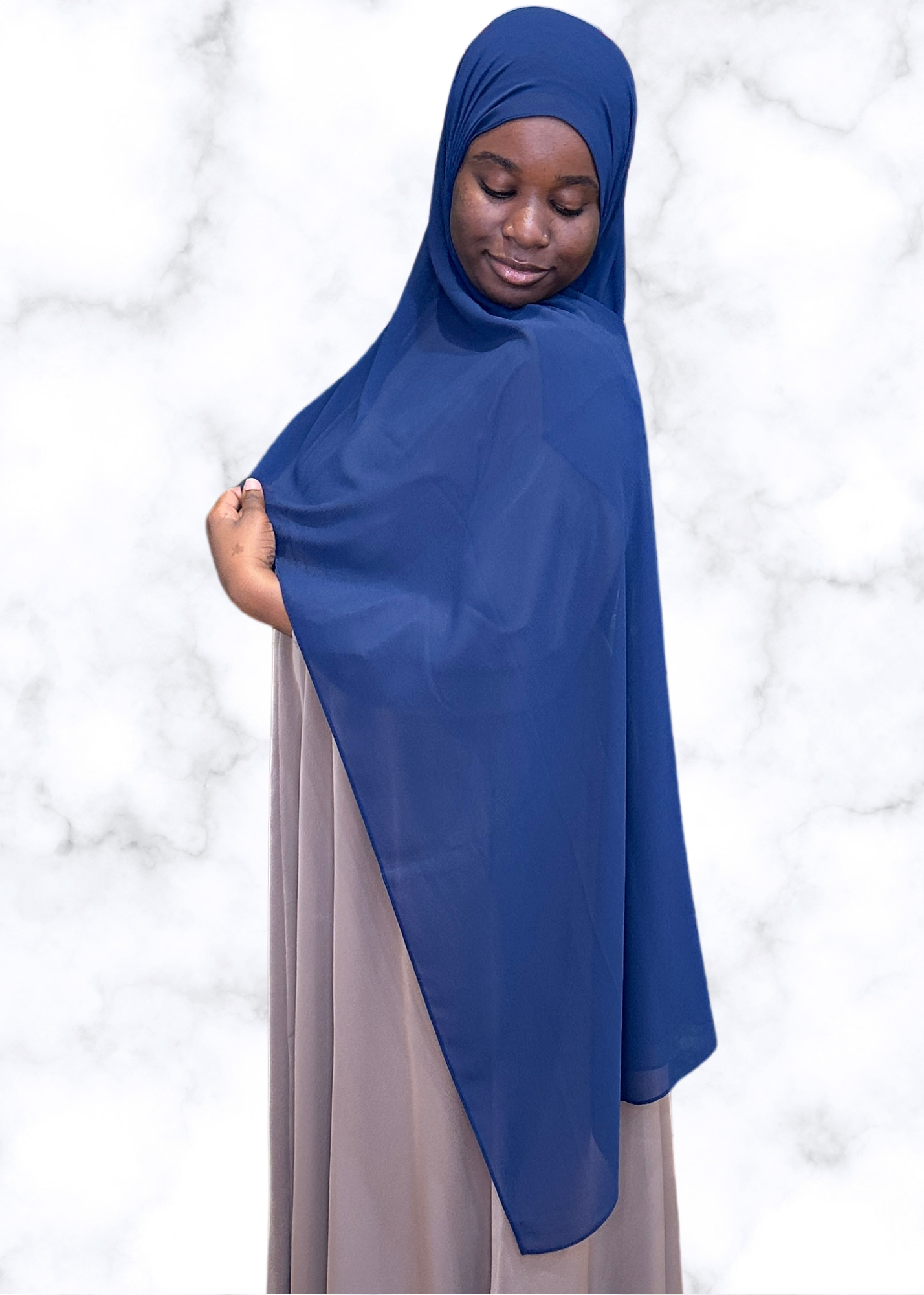 dark blue chiffon hijab