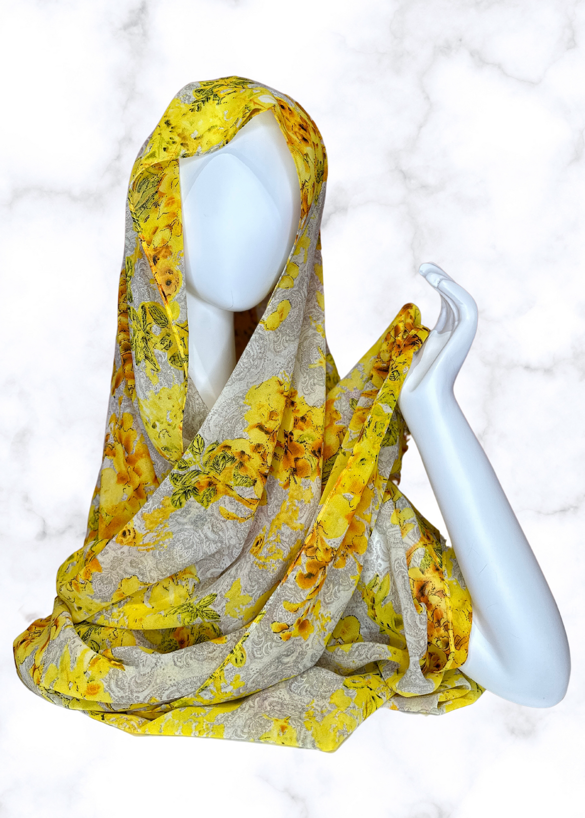 Golden Hydrangeas - Chiffon Printed Hijab
