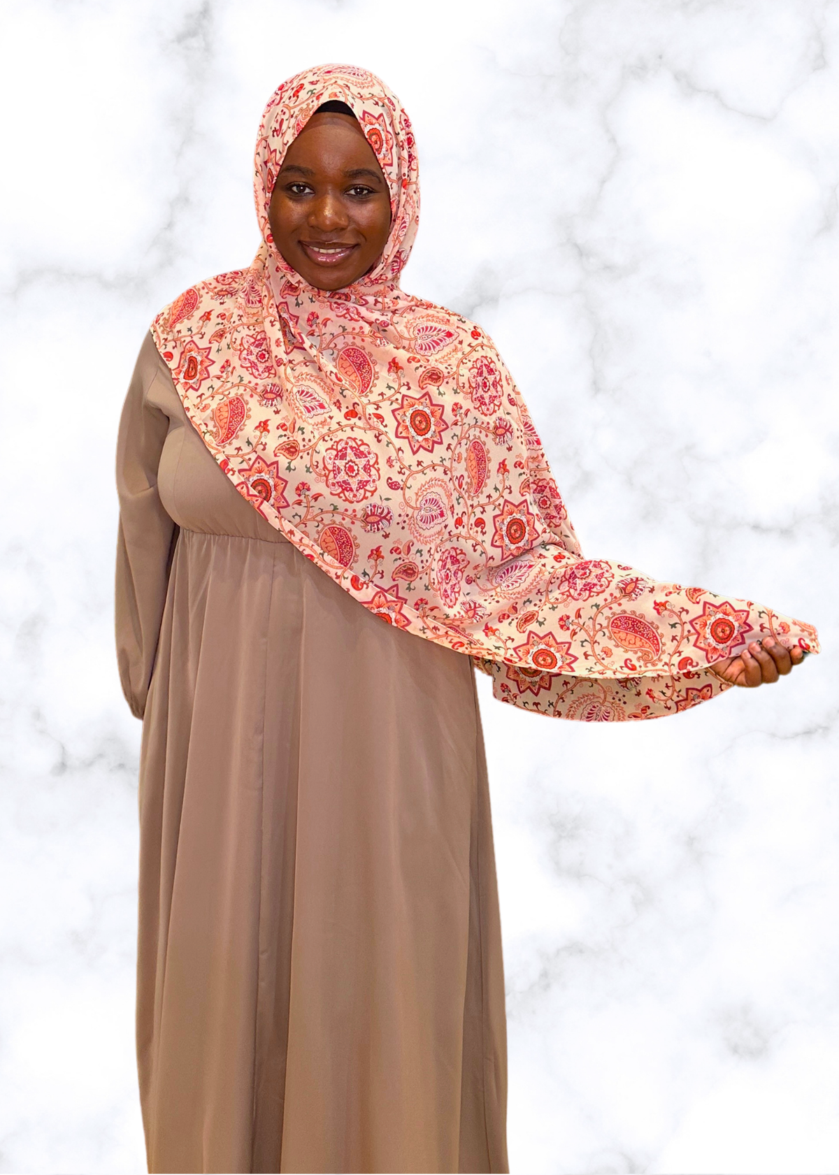 Orange Paisley - Chiffon Printed Hijab