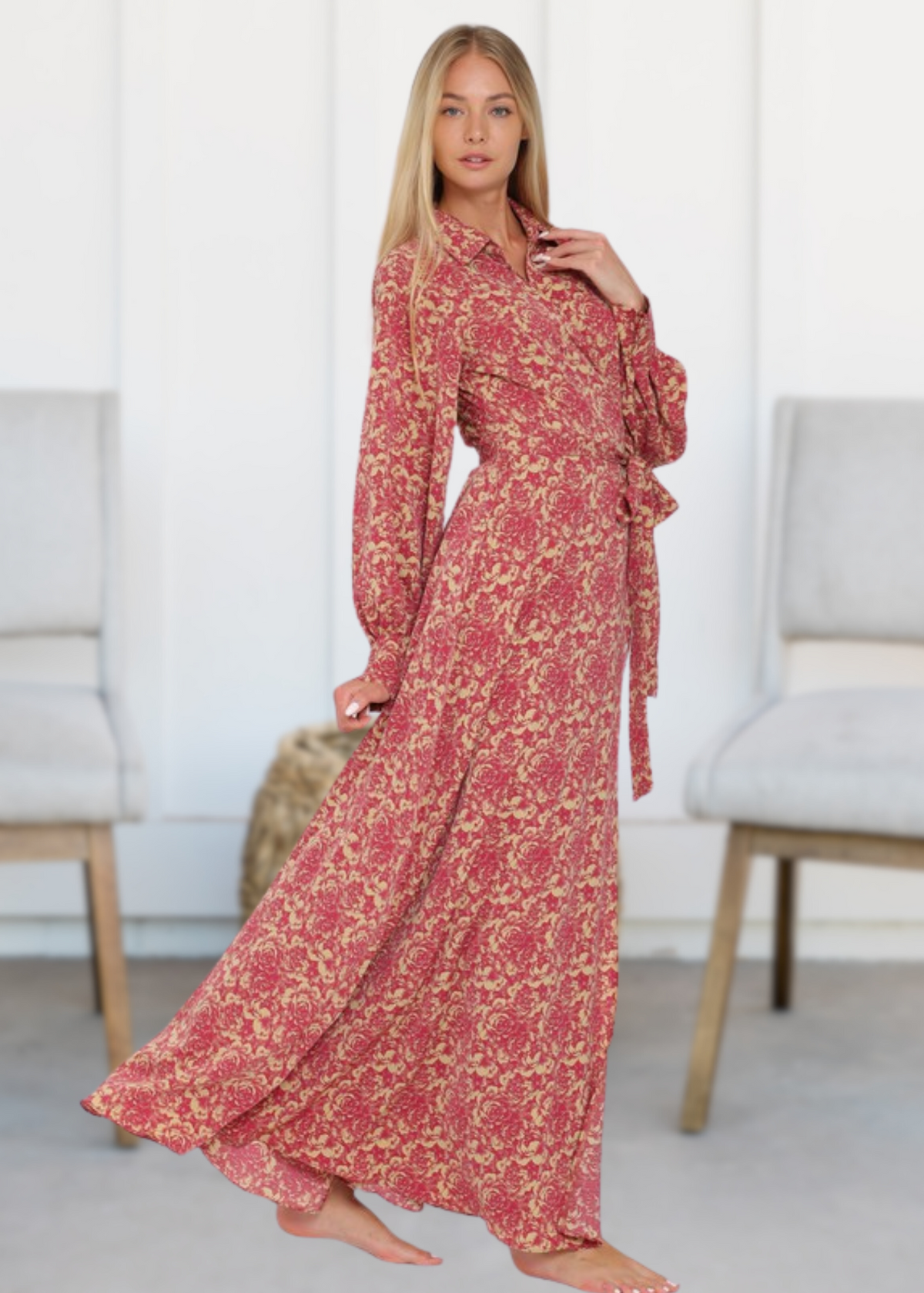 Riviera Breeze Wrap Dress - Mauve Pink