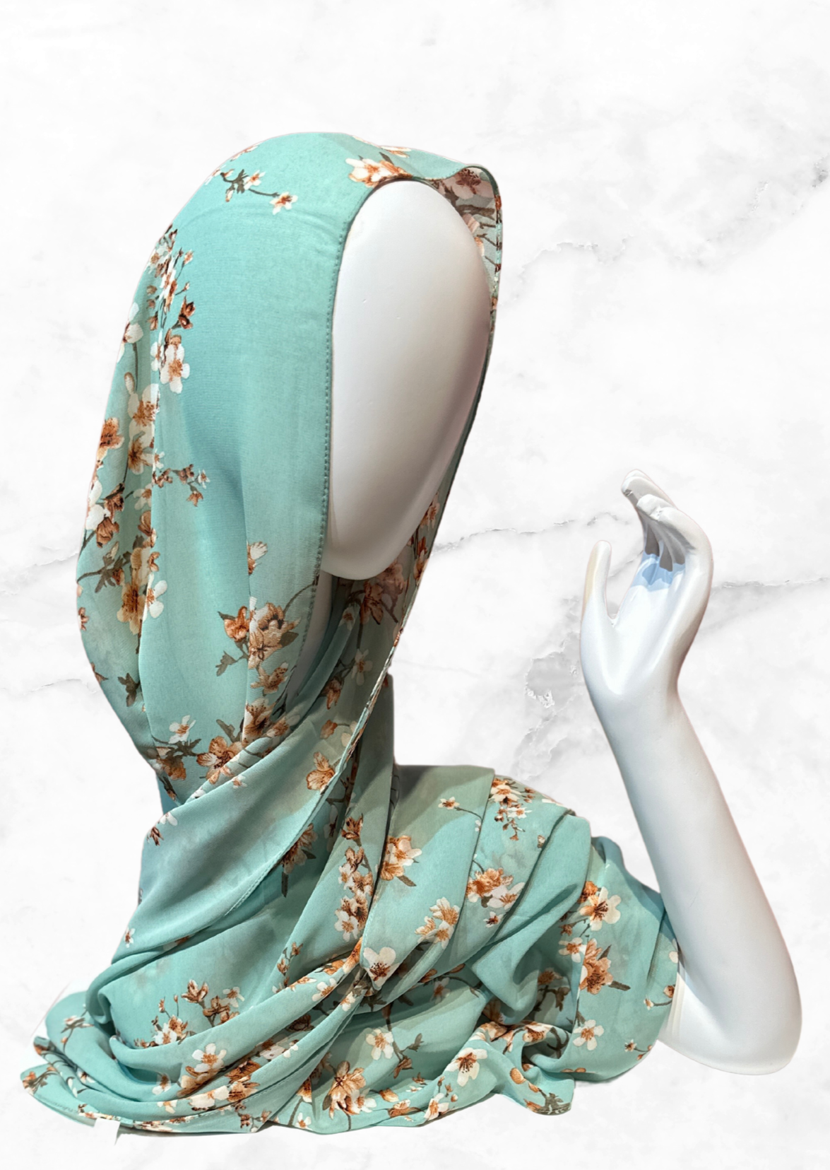 Mint Blossom - Chiffon Printed Hijab