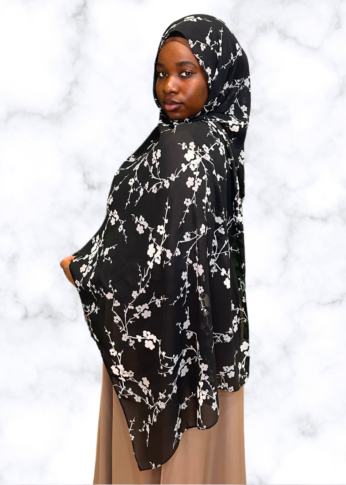 Black Oak - Chiffon Printed Hijab