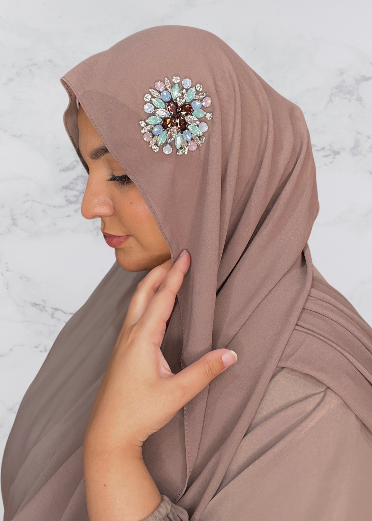Taupe - Sunburst Encrusted Hijab