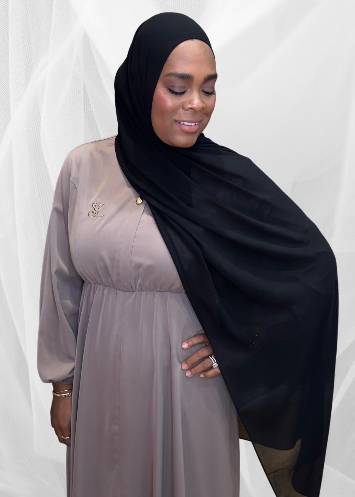 chiffon hijab dress Modest Emerald Green Chiffon Floral Dresses 50355ZY