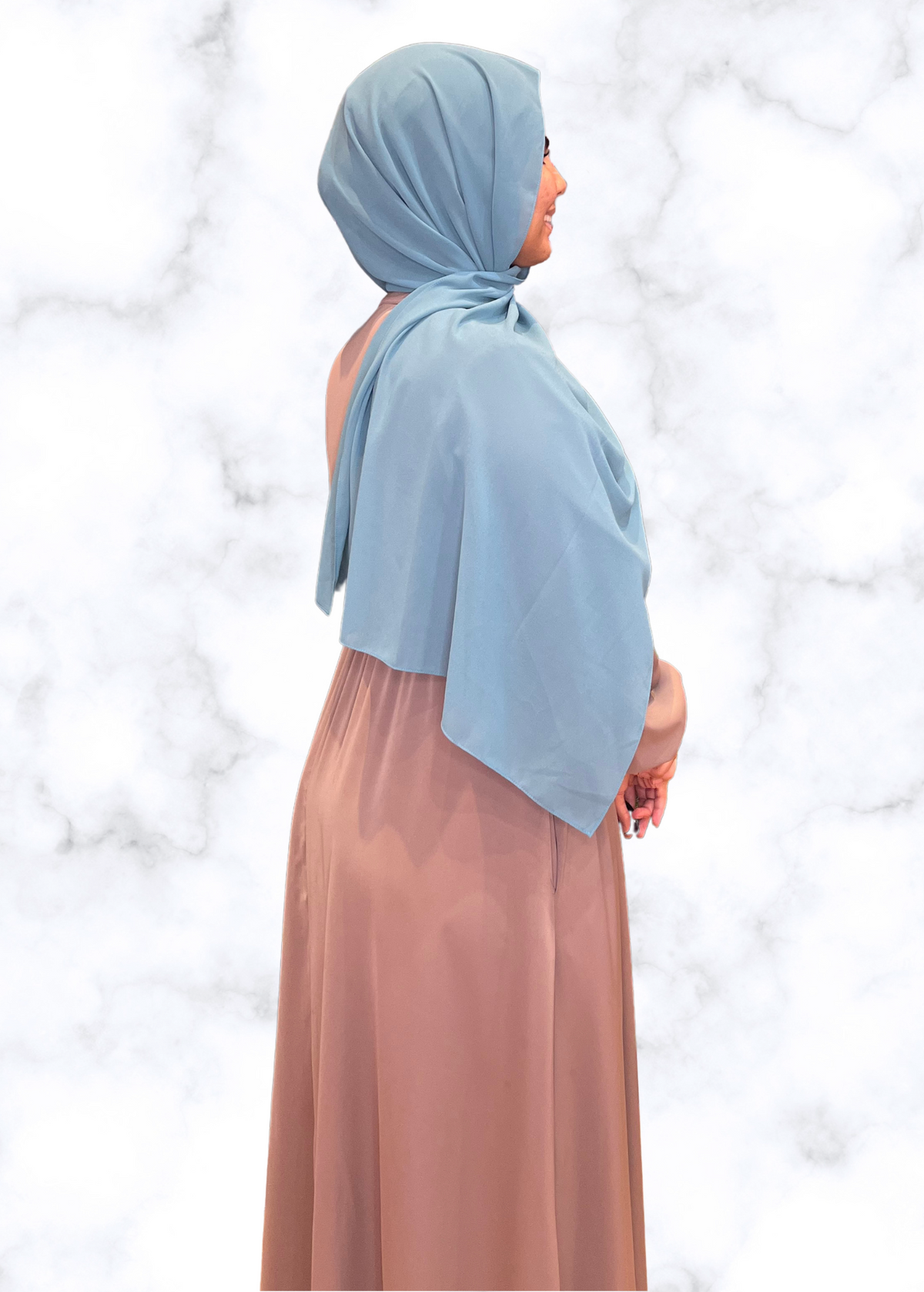 Cyan - Matching Chiffon Hijab Set