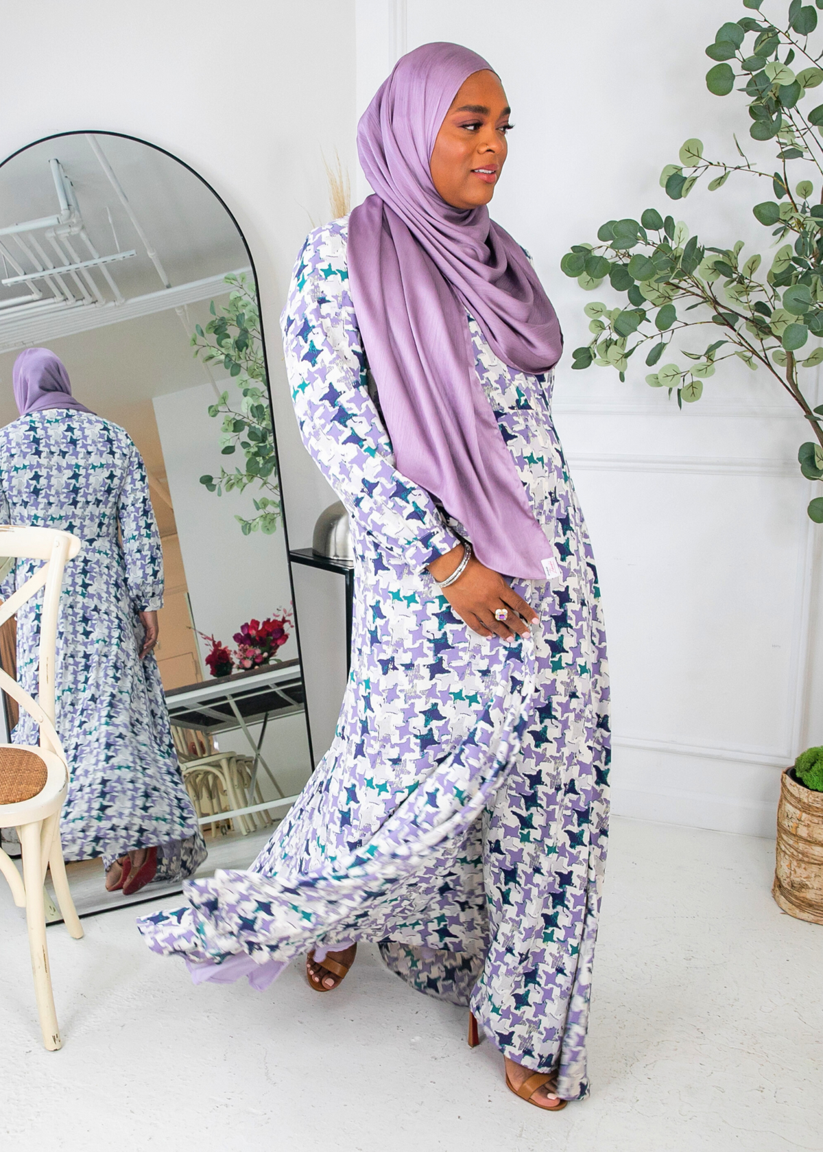 Periwinkle Houndstooth - Lynn Dress