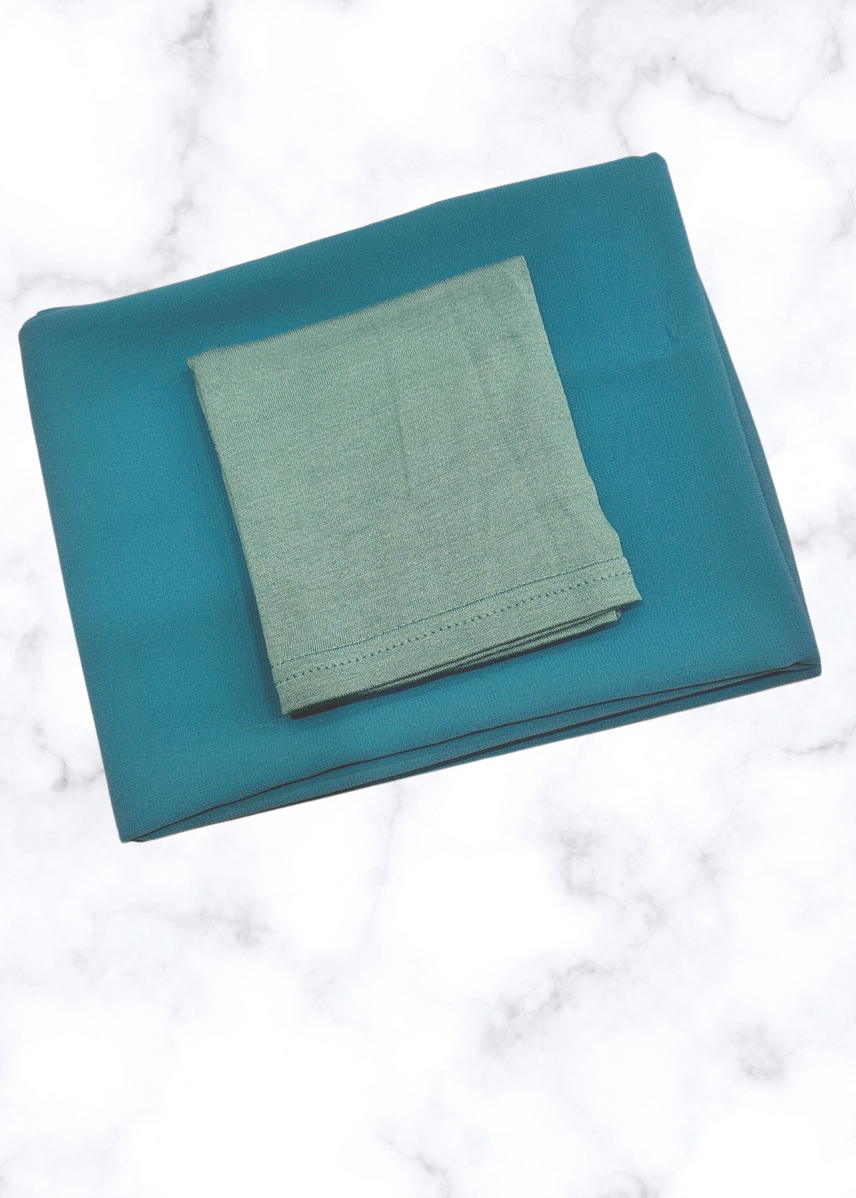 Cyan - Matching Chiffon Hijab Set