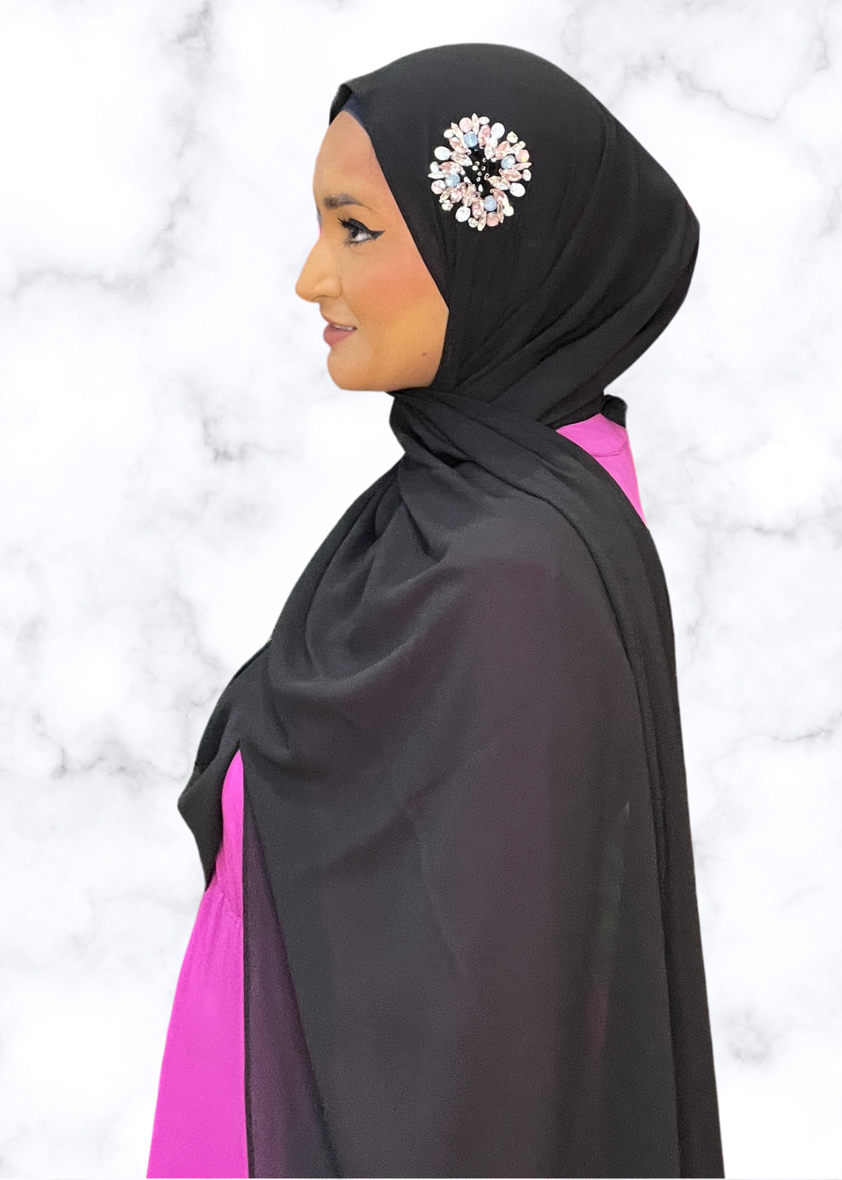 Black - Sunburst Encrusted Hijab