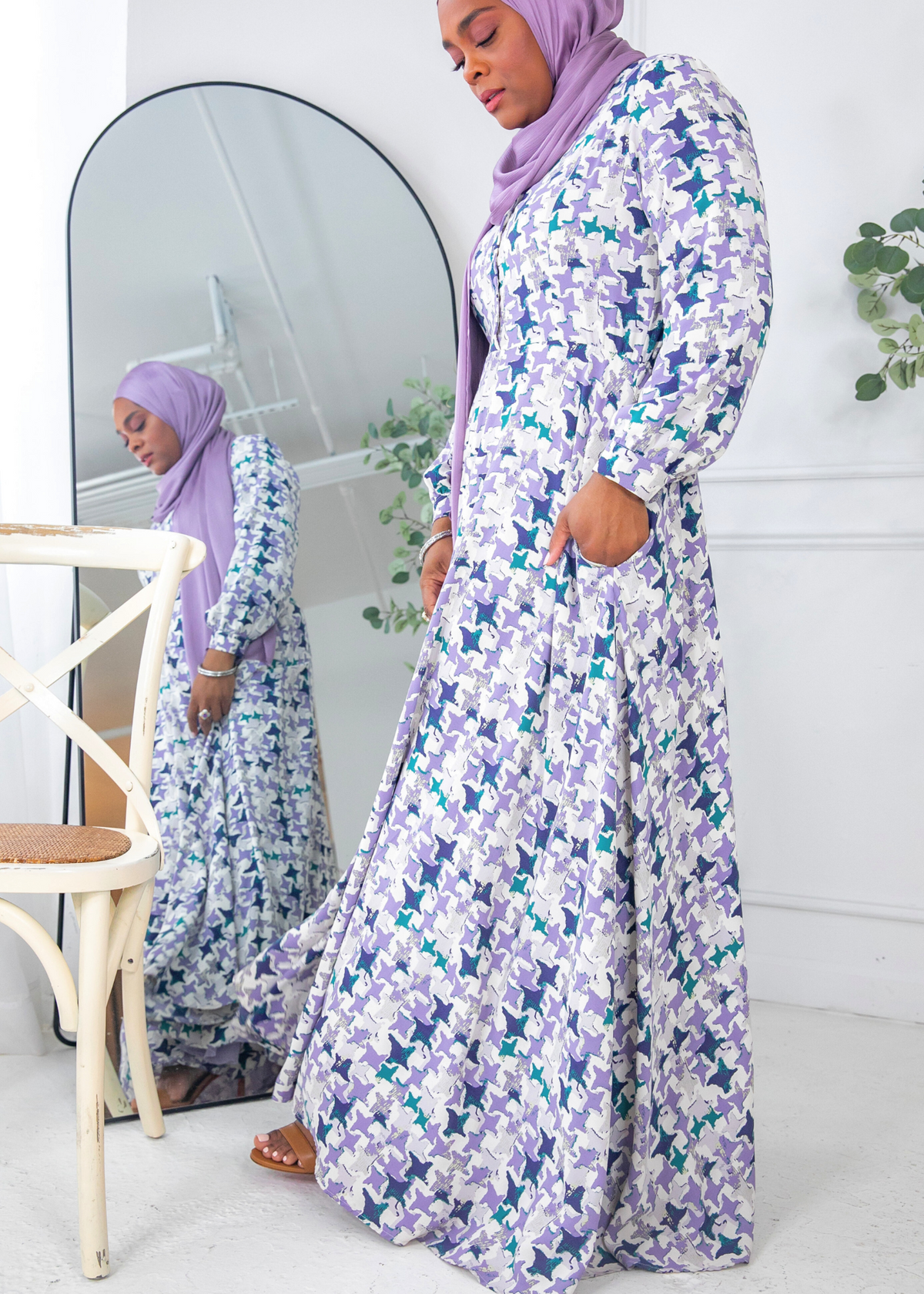 Periwinkle Houndstooth - Lynn Dress