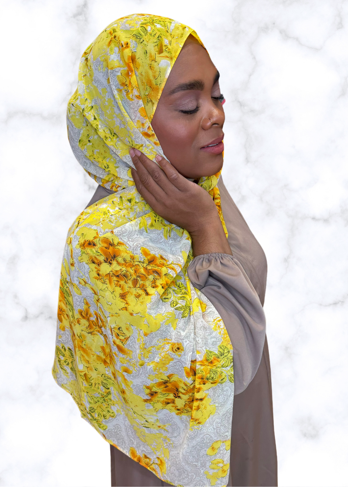 Golden Hydrangeas - Chiffon Printed Hijab