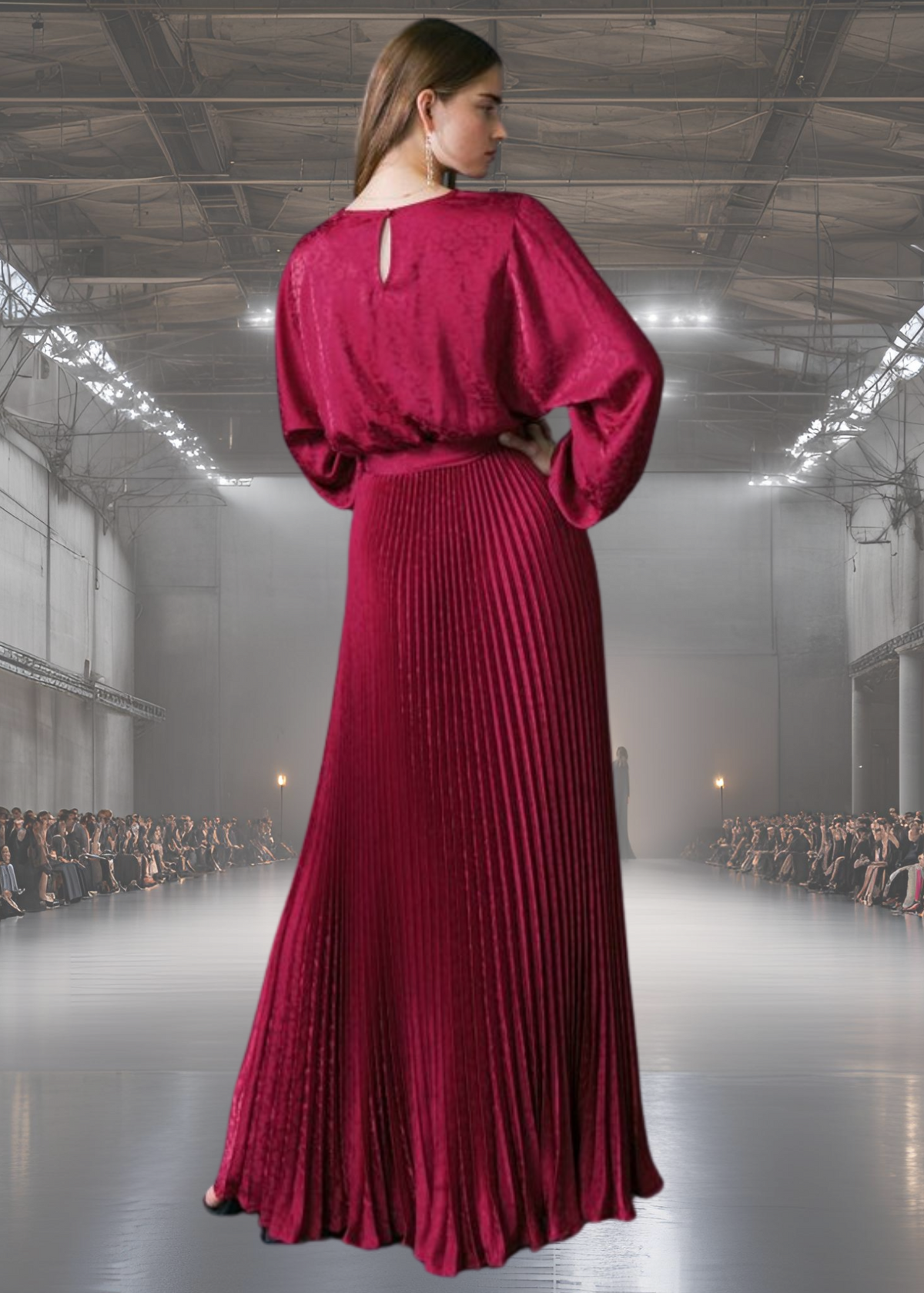 royal red red silk dress Red Silk Blend Slip Midi Dress Deep V Neck Open Back Bow