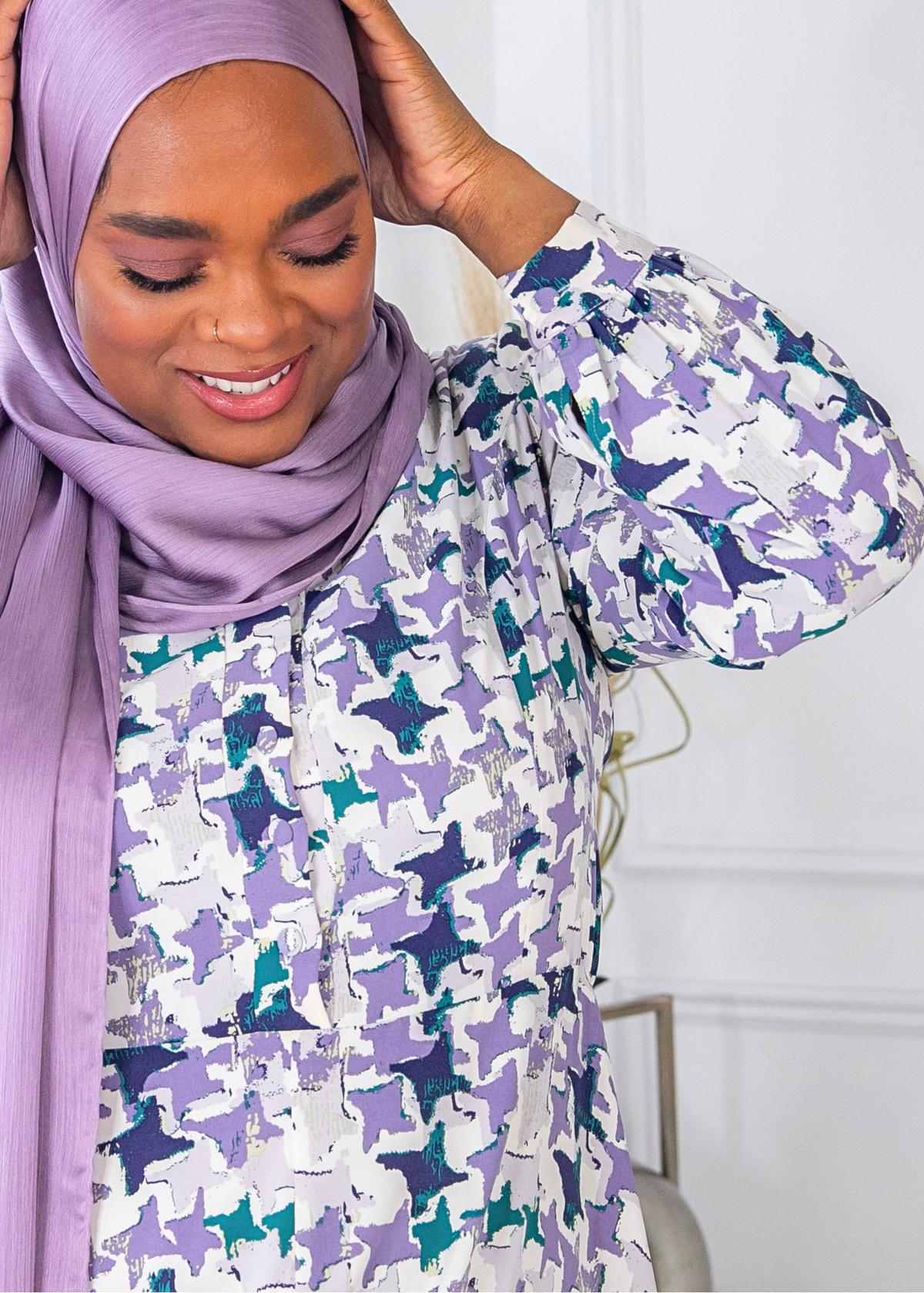 Periwinkle Houndstooth - Lynn Dress