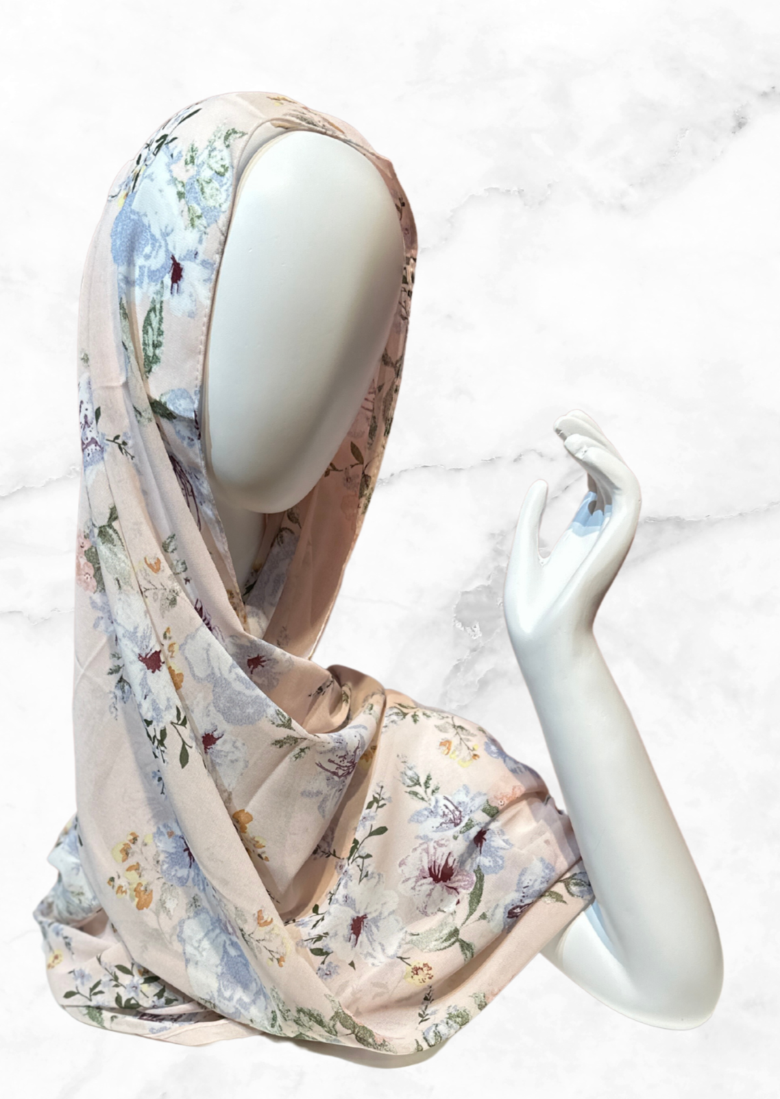 Peach brunch  - Chiffon Printed Hijab