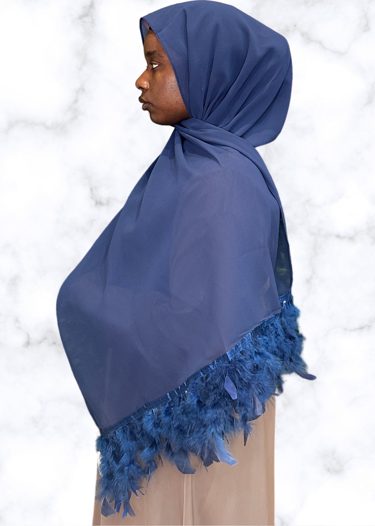 Navy - XL Feather Chiffon Hijabs