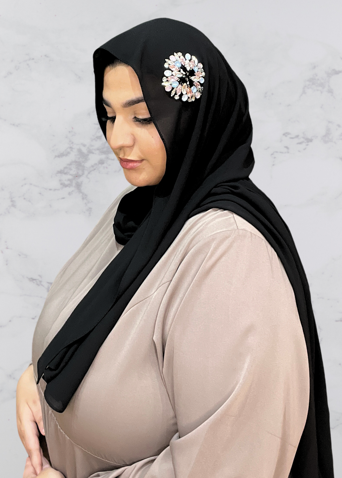 Black - Sunburst Encrusted Hijab