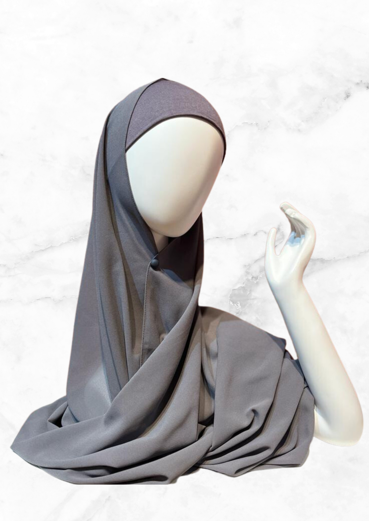 Fossil Grey - Matching Chiffon Hijab Set Deluxe