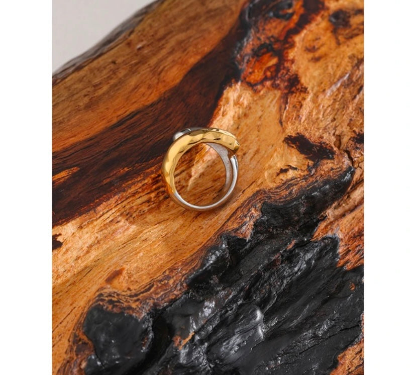 Silver Gold Duo Chunky Ring