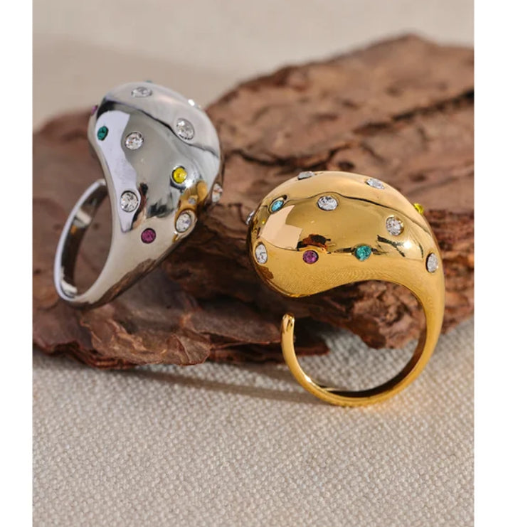 Gold Chunky Rhinestone Ring