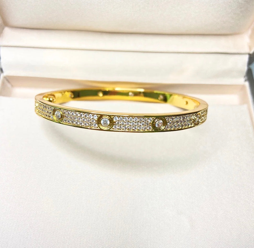Gold  - Diamond Dotted Bangle
