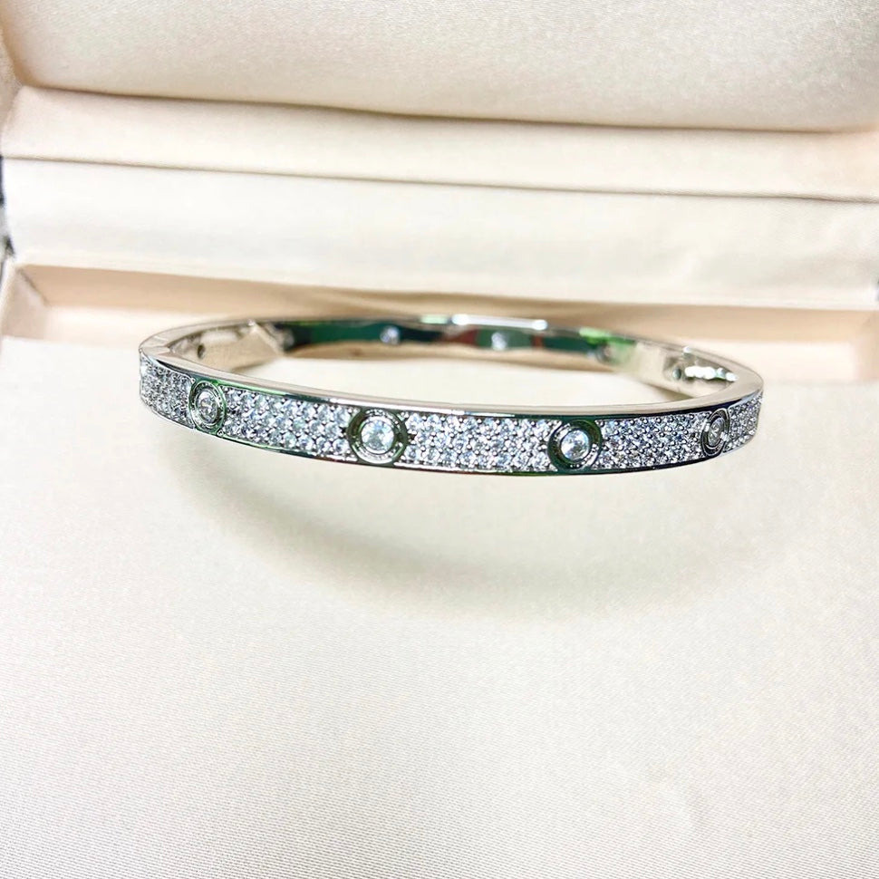 Platinum - Diamond Dotted Bangle