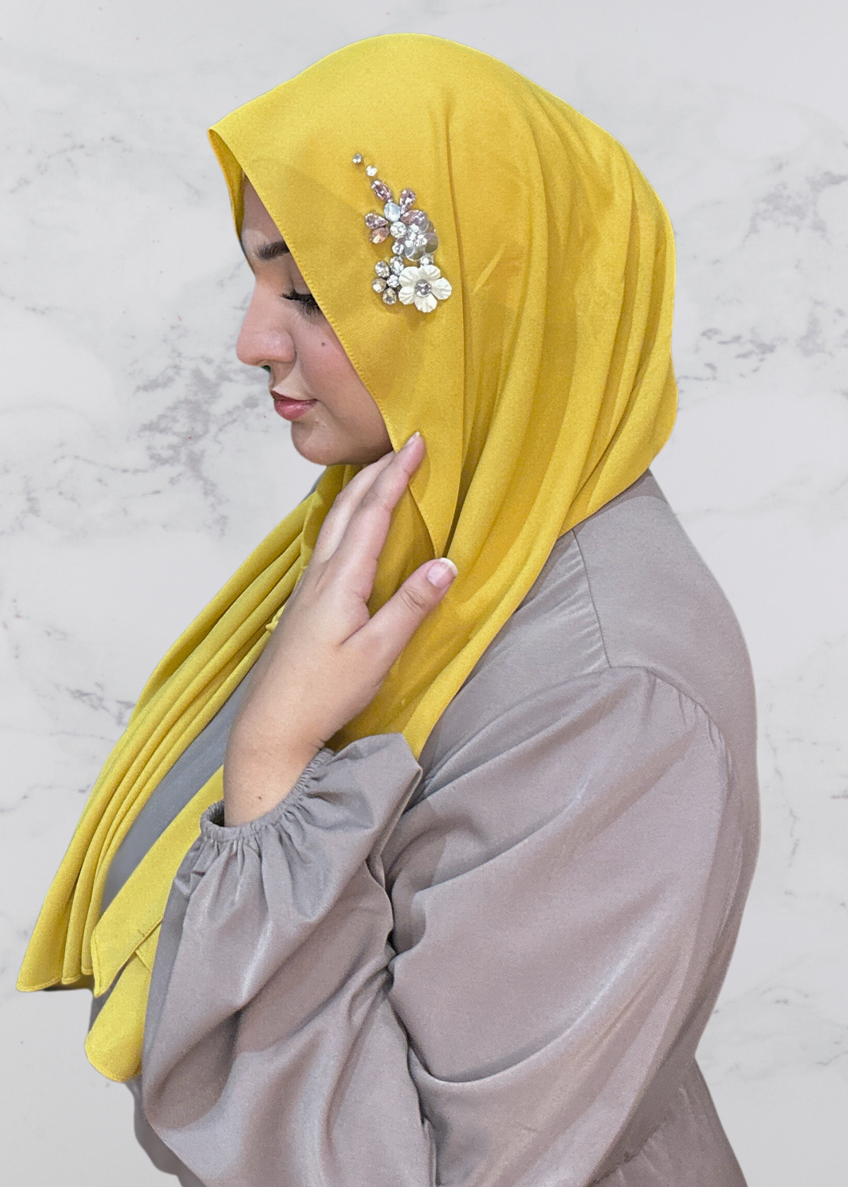 Saffron - Dragonfly Encrusted Hijab