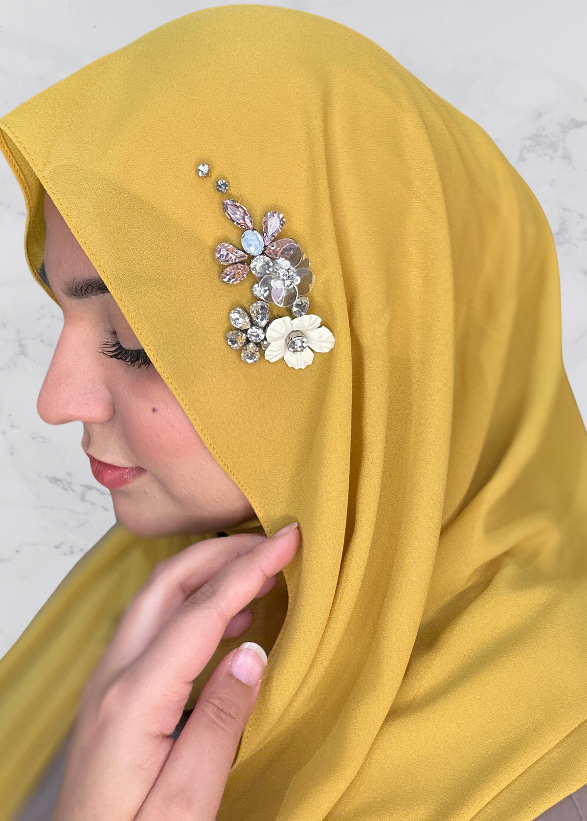 Saffron - Dragonfly Encrusted Hijab