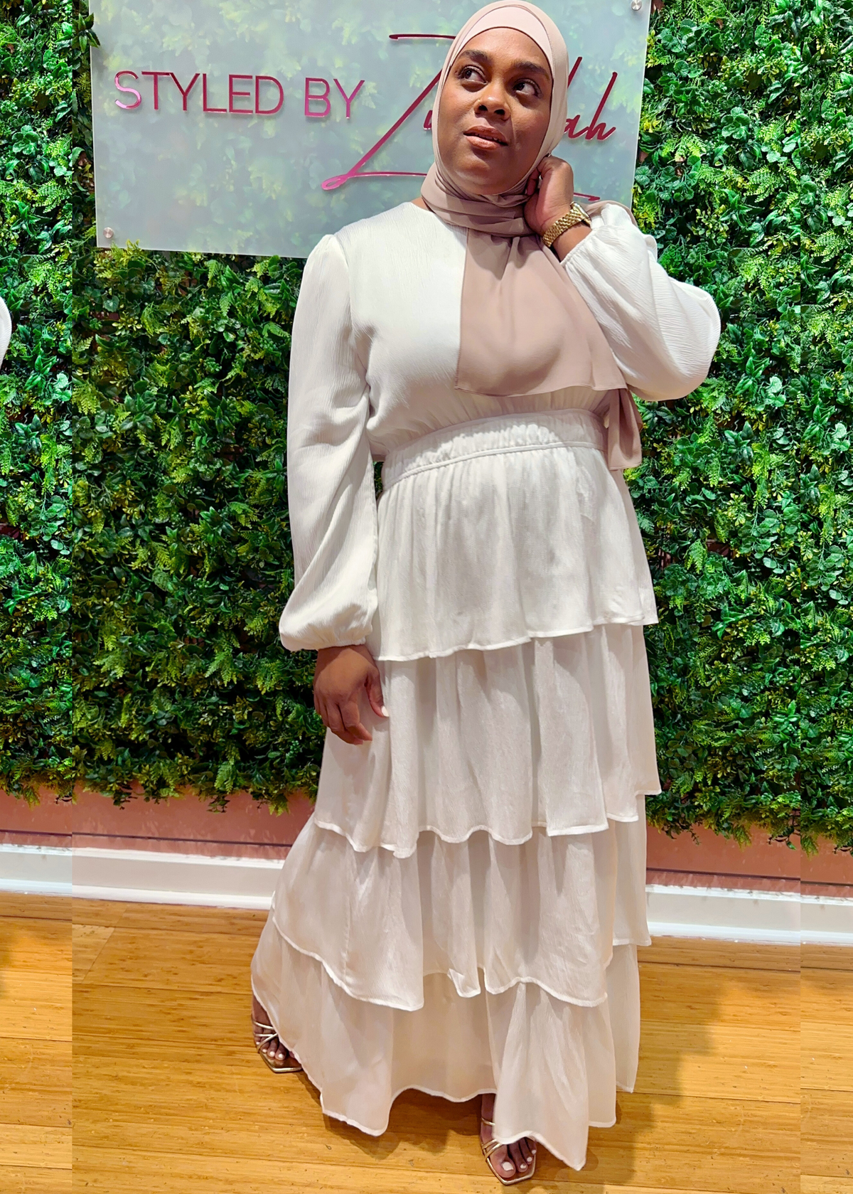 White - Charisma Satin Tiered Dress