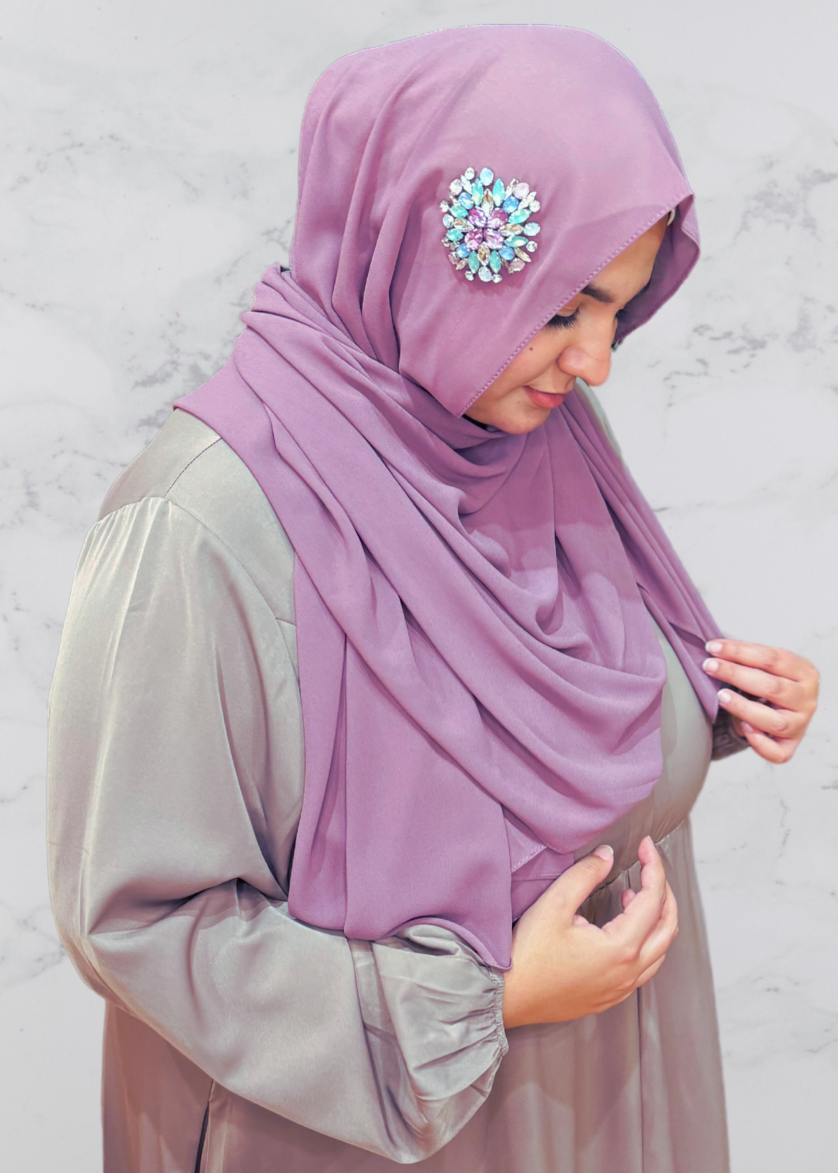 Fig - Sunburst Encrusted Hijab