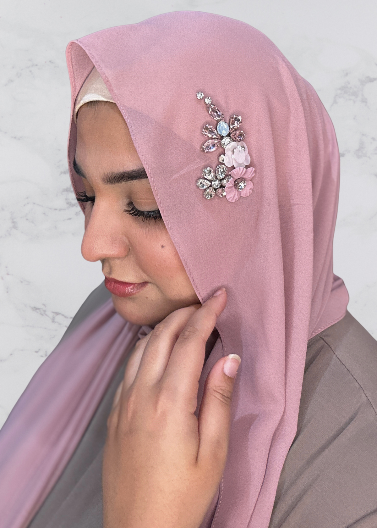 Blush - Dragonfly Encrusted Hijab