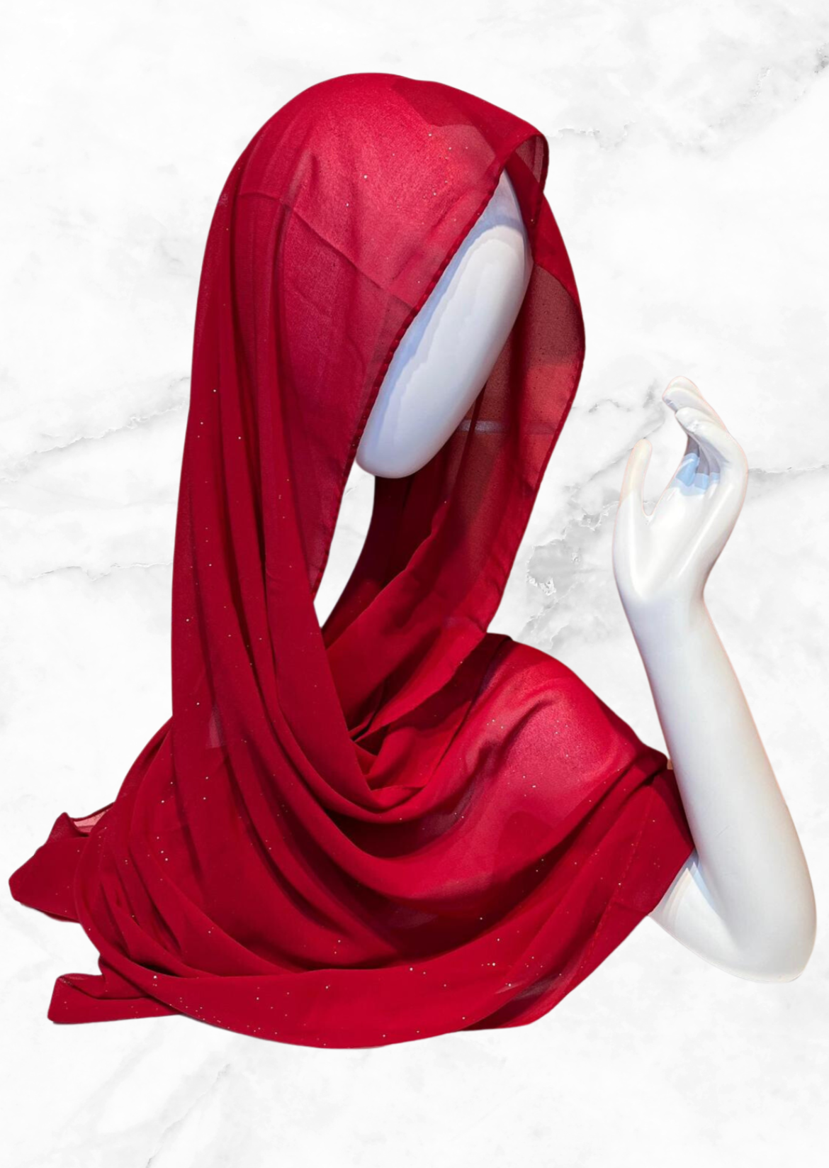 Red - Glitter Chiffon Hijabs