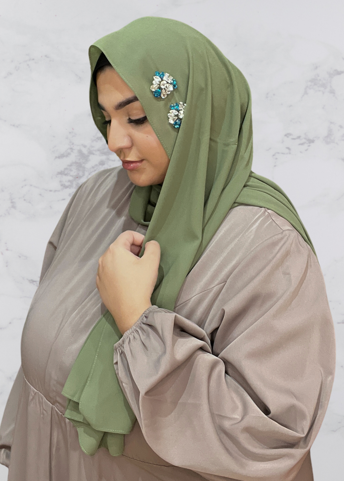 Moss - Duo Encrusted Hijab