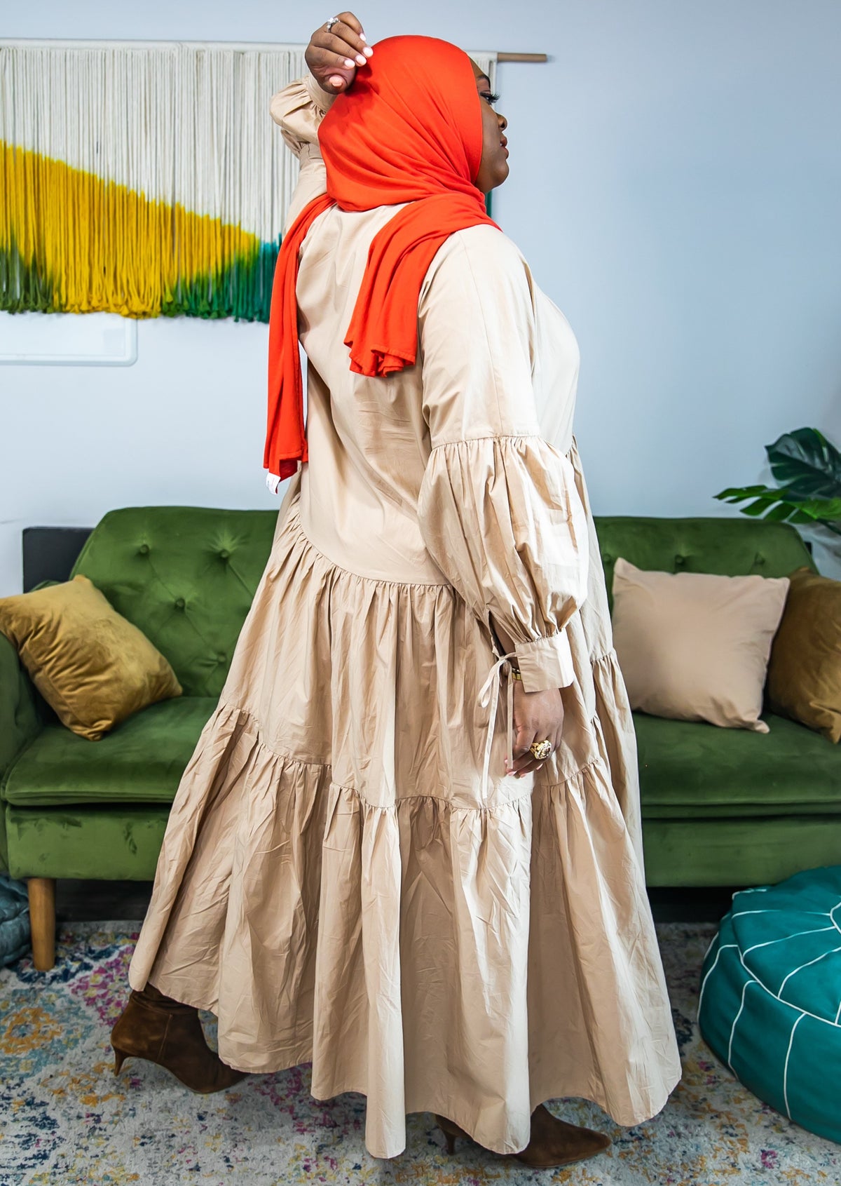 Khaki - Parachute Midi Dress