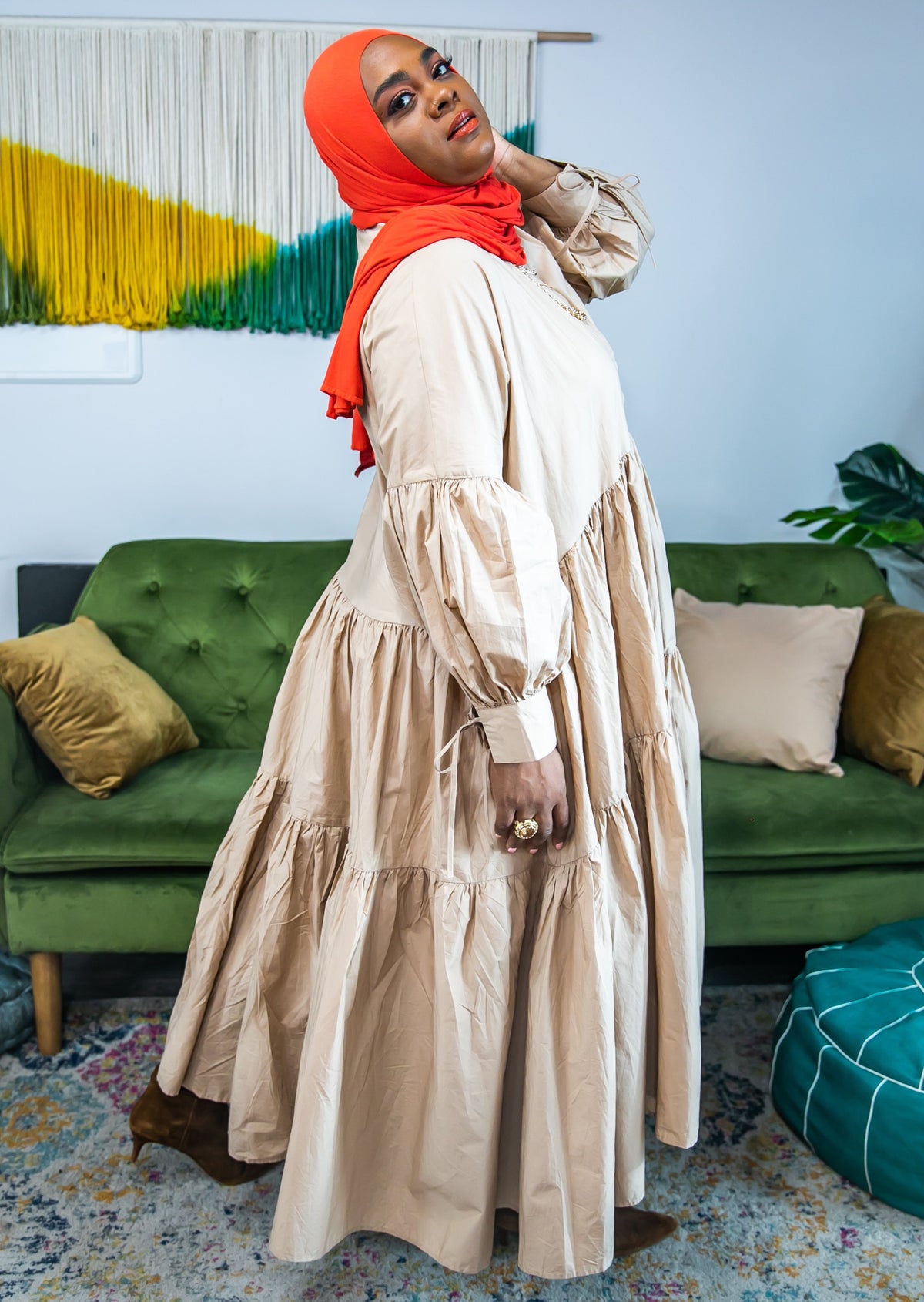 Khaki - Parachute Midi Dress