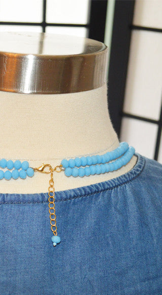 Baby Blue "Masha Allah" Bib Necklace - Styled by Zubaidah