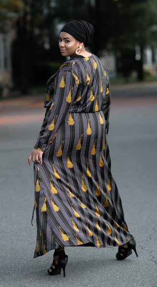 Golden Tassels Drawstring Dress - Styled by Zubaidah