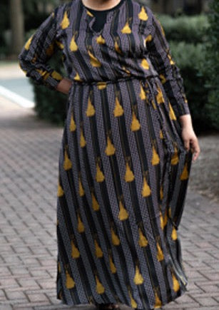 Golden Tassels Drawstring Dress - Styled by Zubaidah